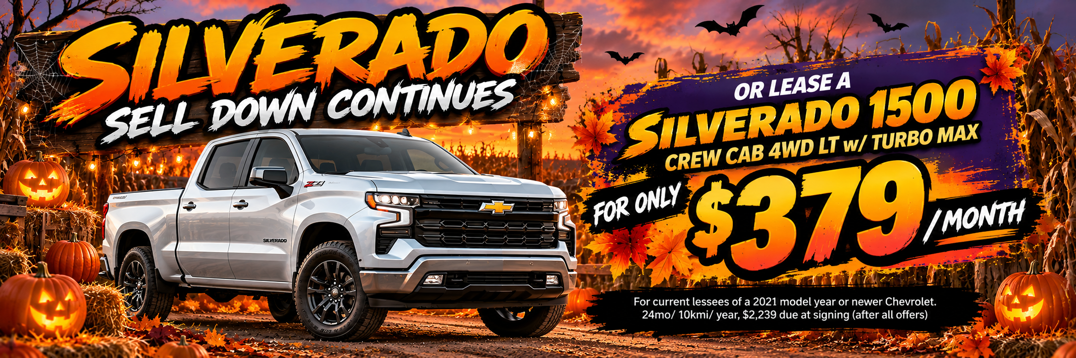 $379/ a month for 24 months 2026 Silverado Crew Cab 4wd