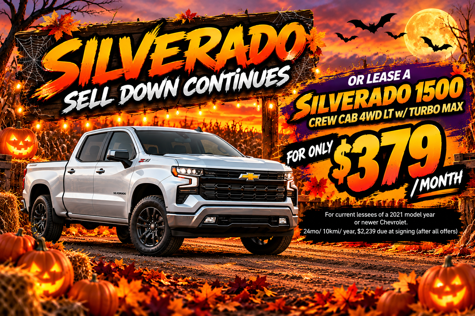 $379/ a month for 24 months 2026 Silverado Crew Cab 4wd